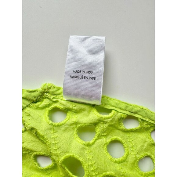 SOLID & STRIPED Neon Lime Green Cotton Eyelet Mini Wrap Pareo, Size XS/S - Picture 9 of 10